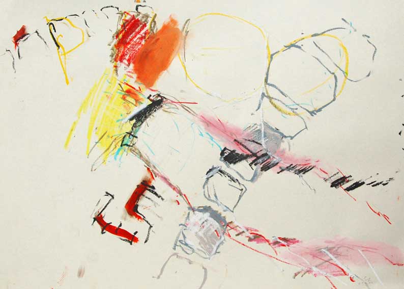 zeichnung, aquarell, kreide, primer auf 100g papier